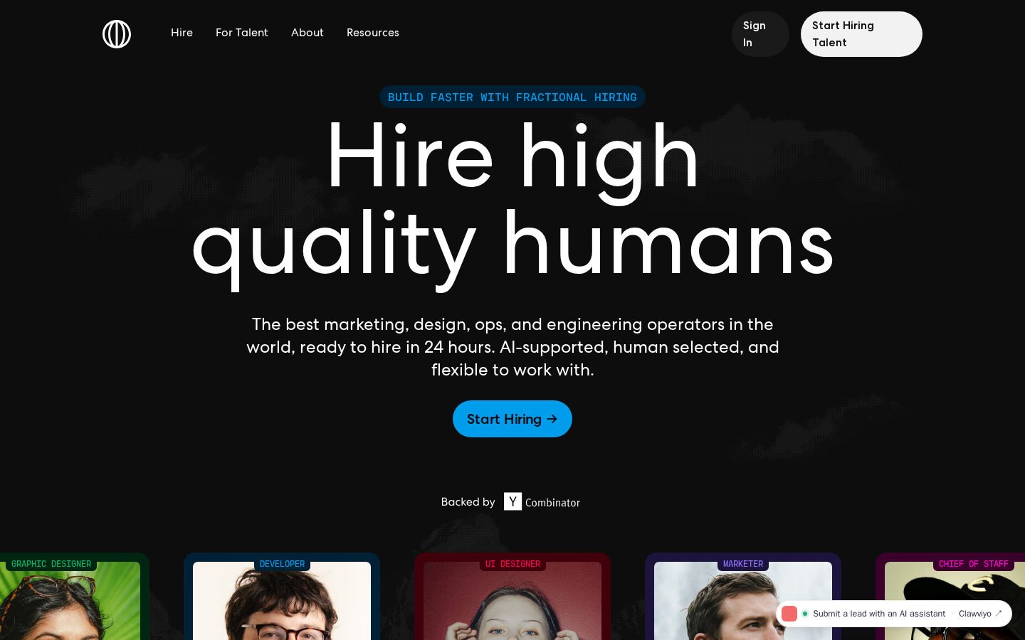 Screenshot of Hire High Quality Humans with Pangea