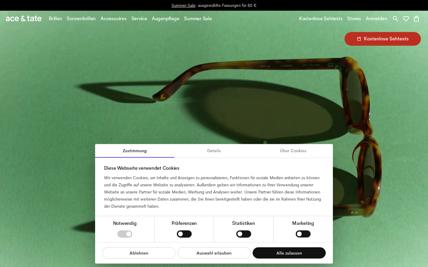 Screenshot of Handgemachte Qualitätsbrillen ab 145 €