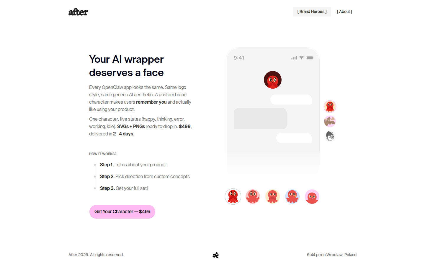 Screenshot of Custom Brand Characters for OpenClaw Wrappers & AI Tools