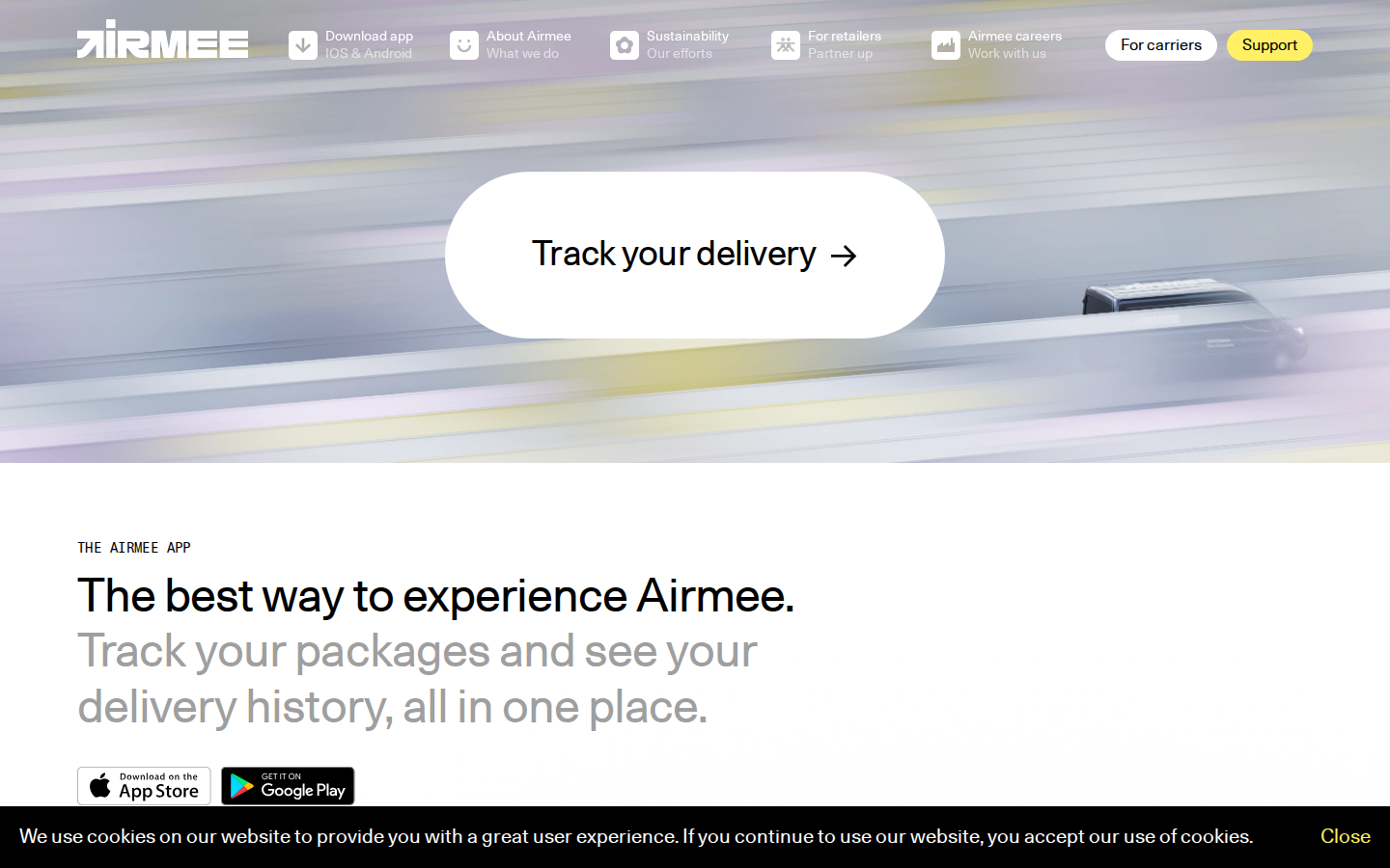 Screenshot of Airmee