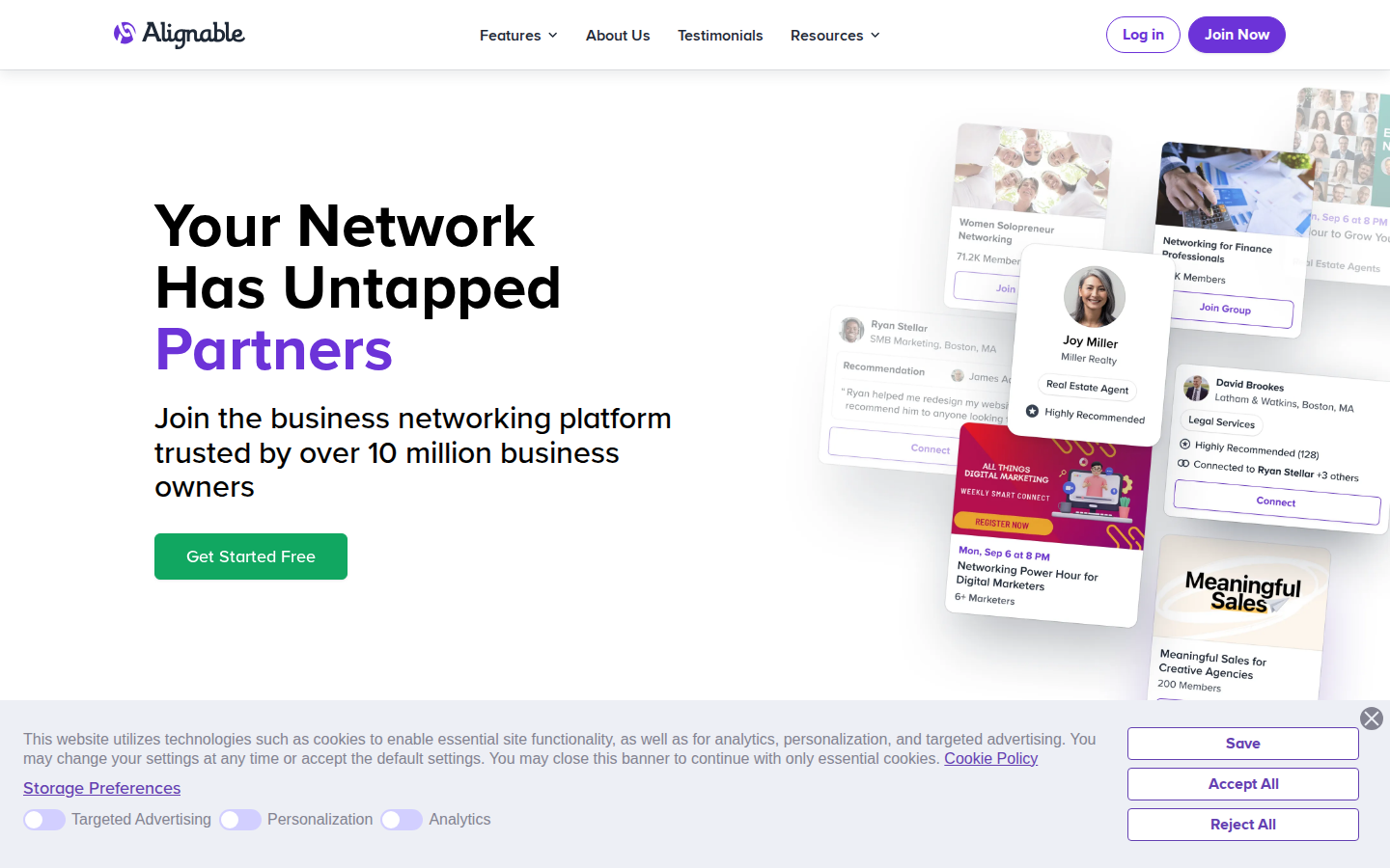 Screenshot of Business Networking Platform