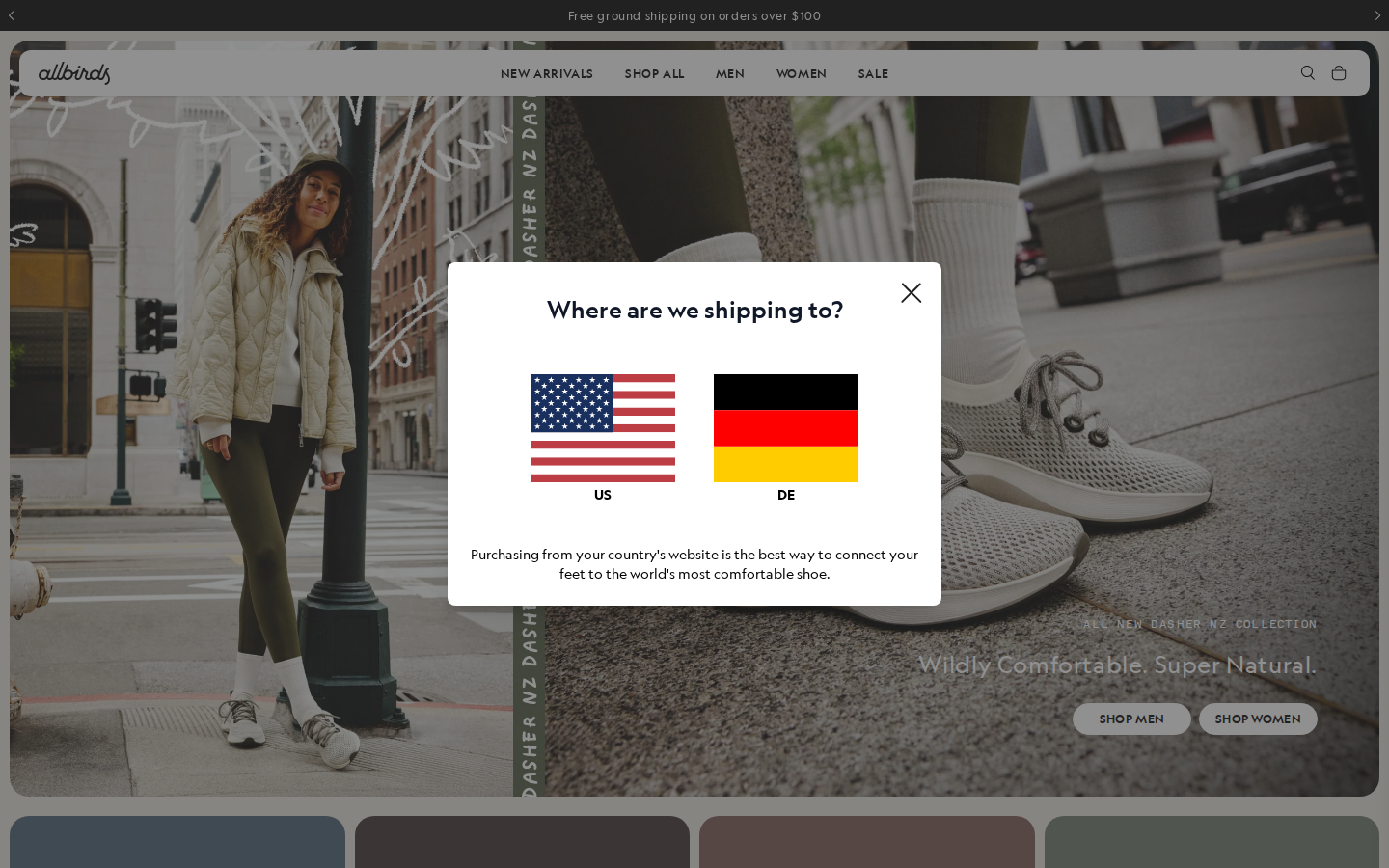 Screenshot of Allbirds