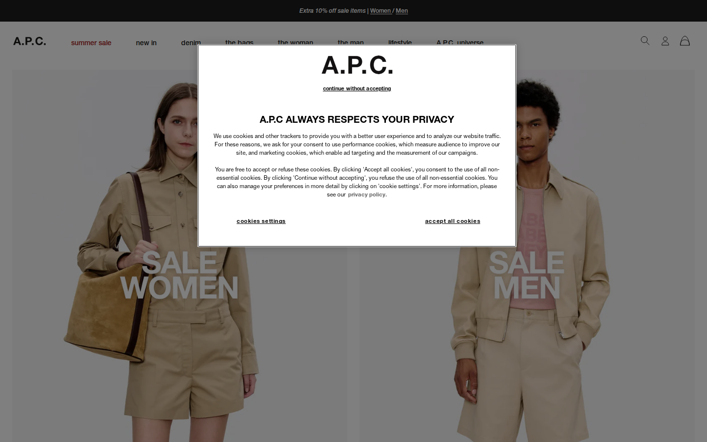 Screenshot of A.P.C. Paris