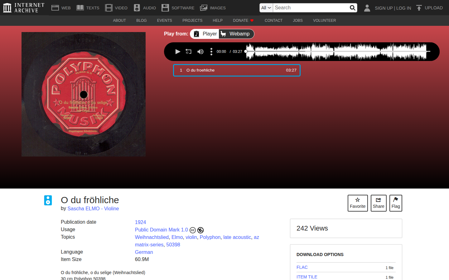 Screenshot of Internet Archive