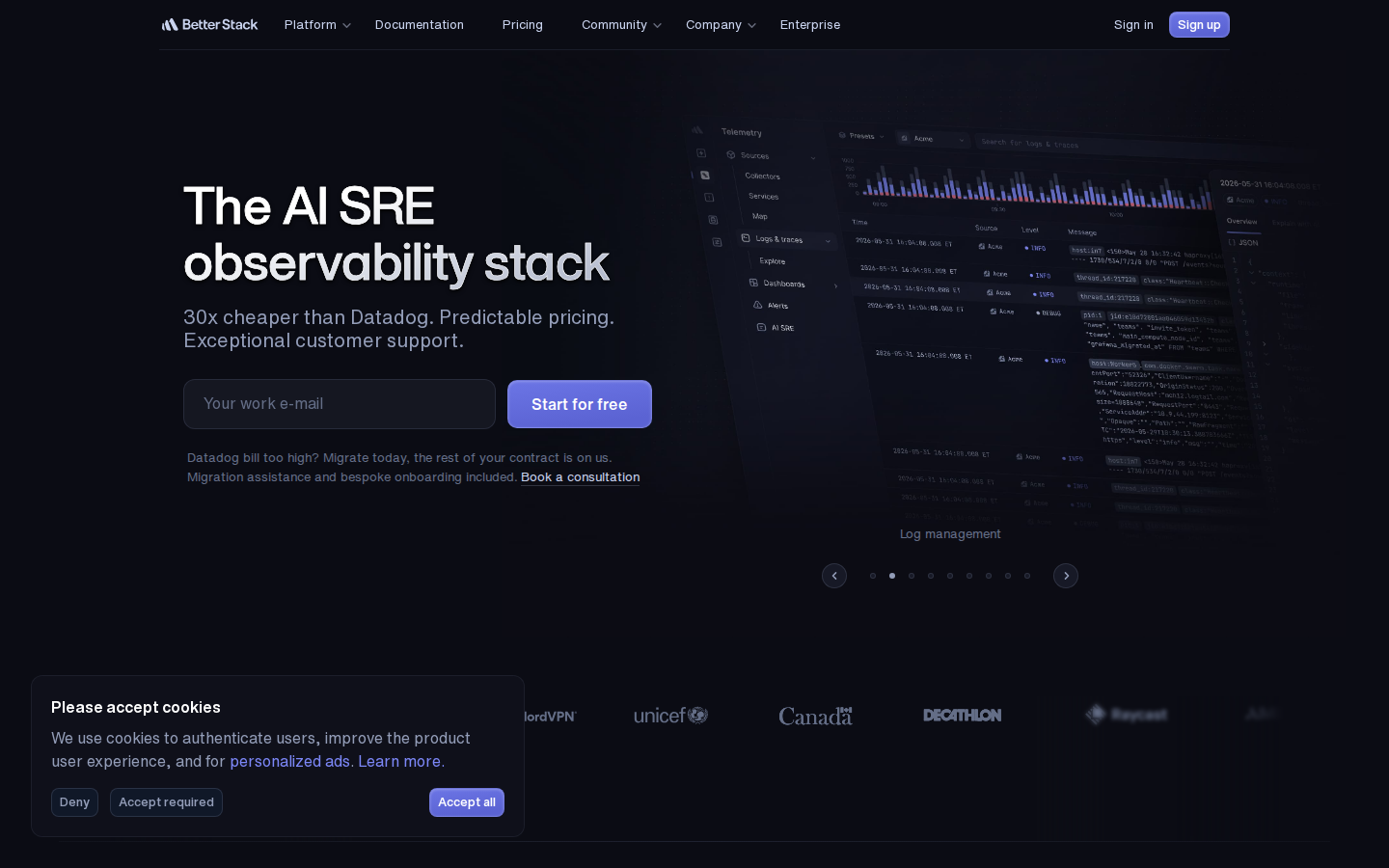 Screenshot of Better Stack