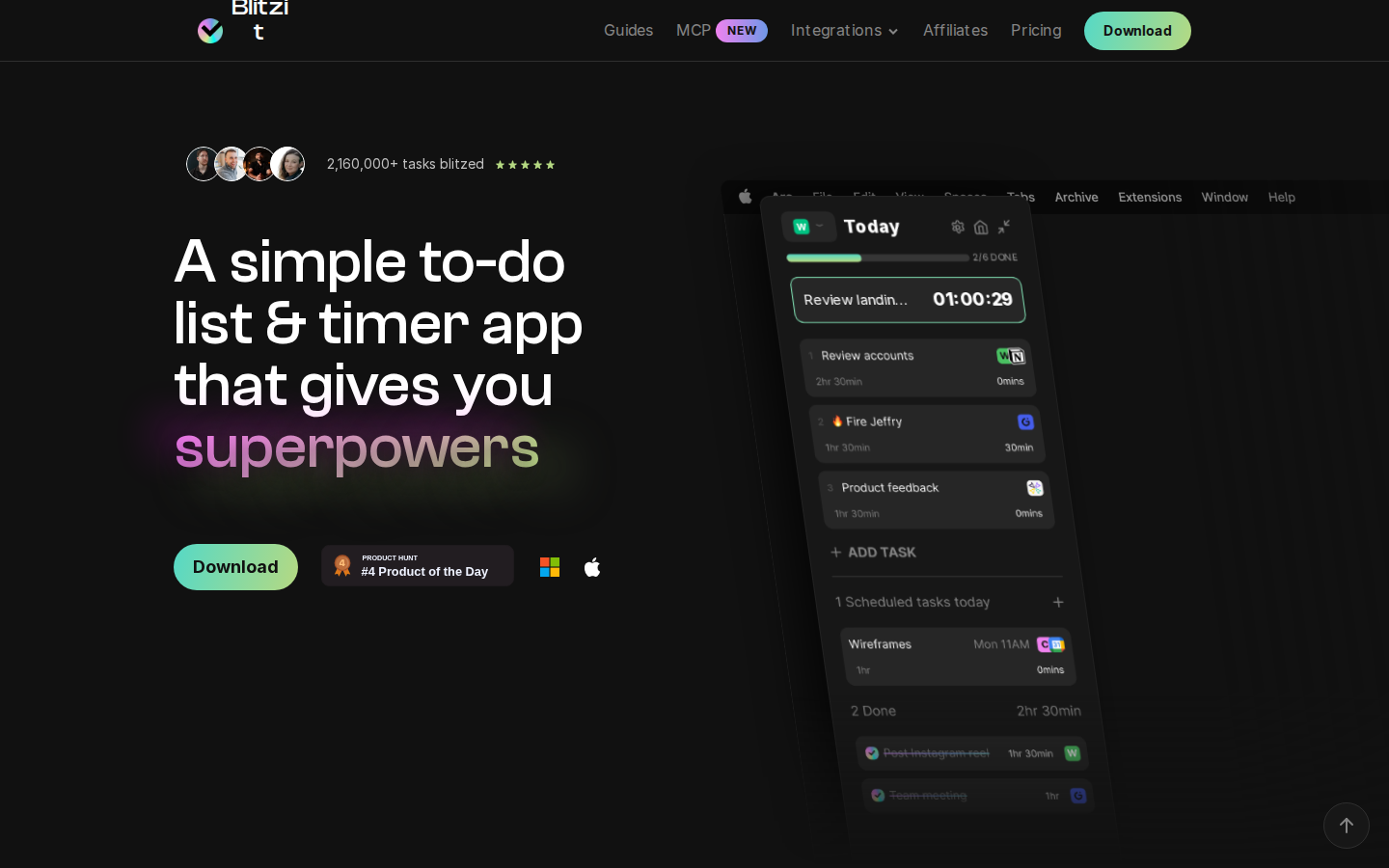 Screenshot of To Do List, Pomodoro, and Task Management App