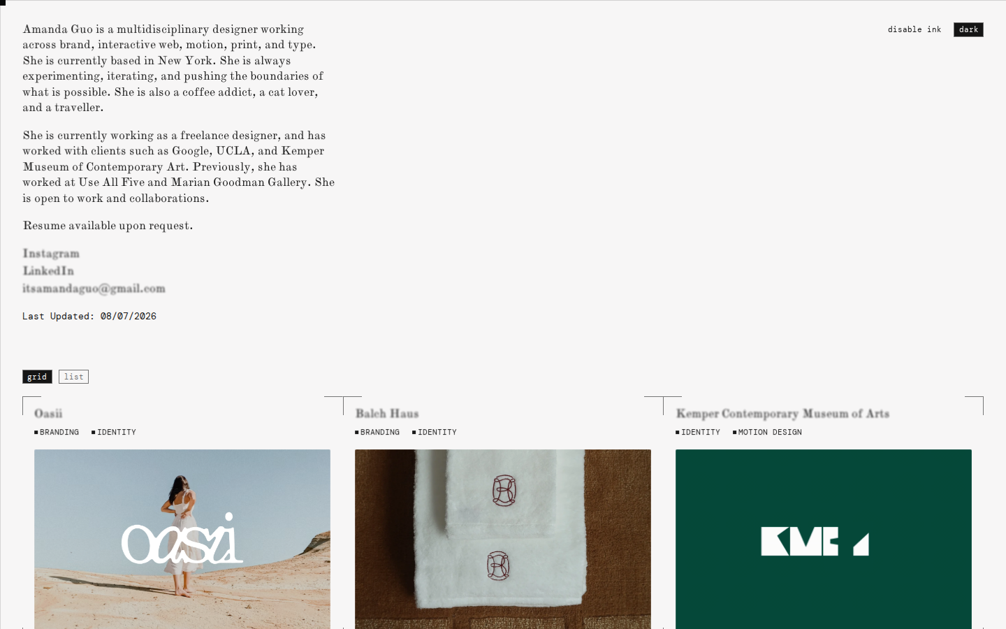 Screenshot of Amanda Guo Design