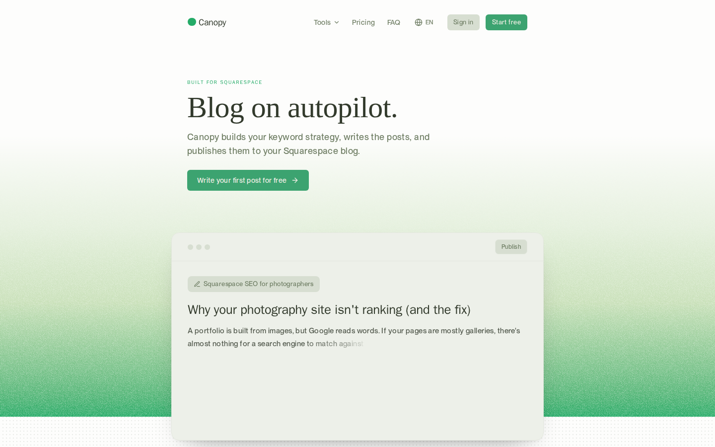 Screenshot of Canopy