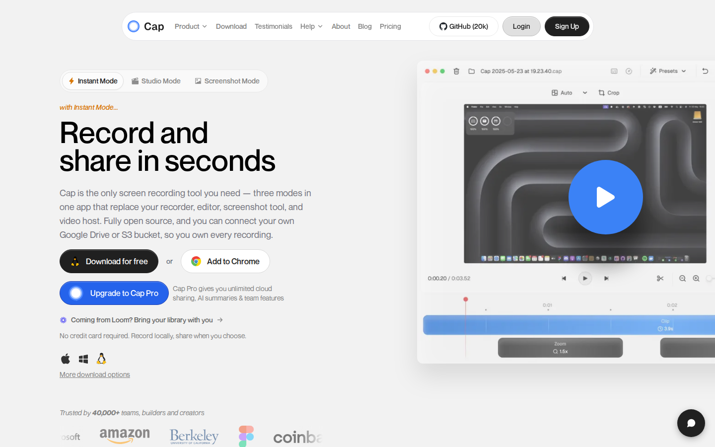 Screenshot of Cap