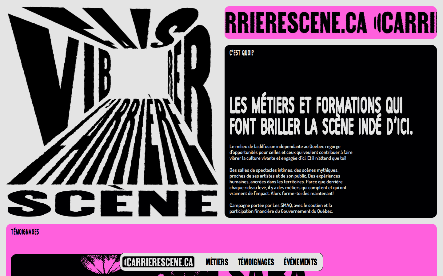 Screenshot of SMAQ (Scènes de Musique Alternatives du Québec)