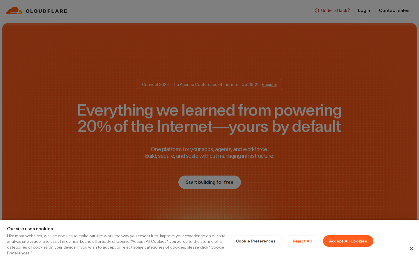 Screenshot of Cloudflare: Build for the agent era