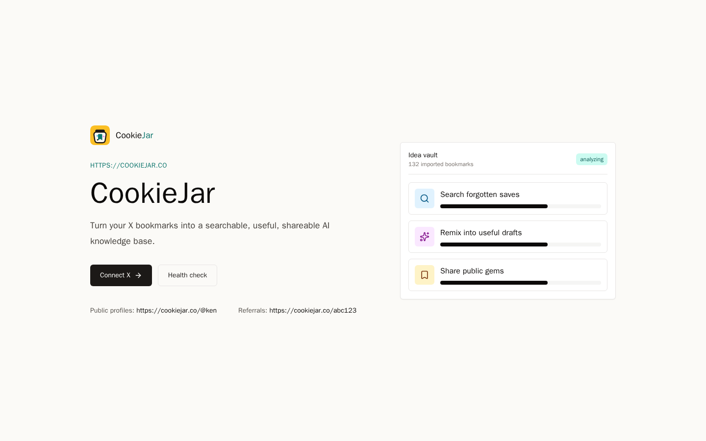Screenshot of CookieJar