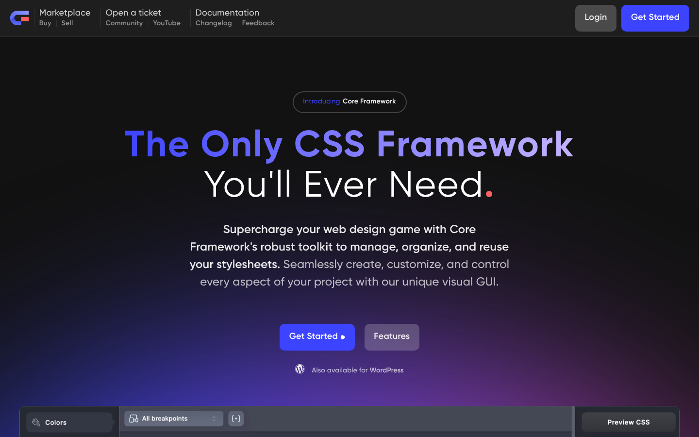 Screenshot of Core Framework