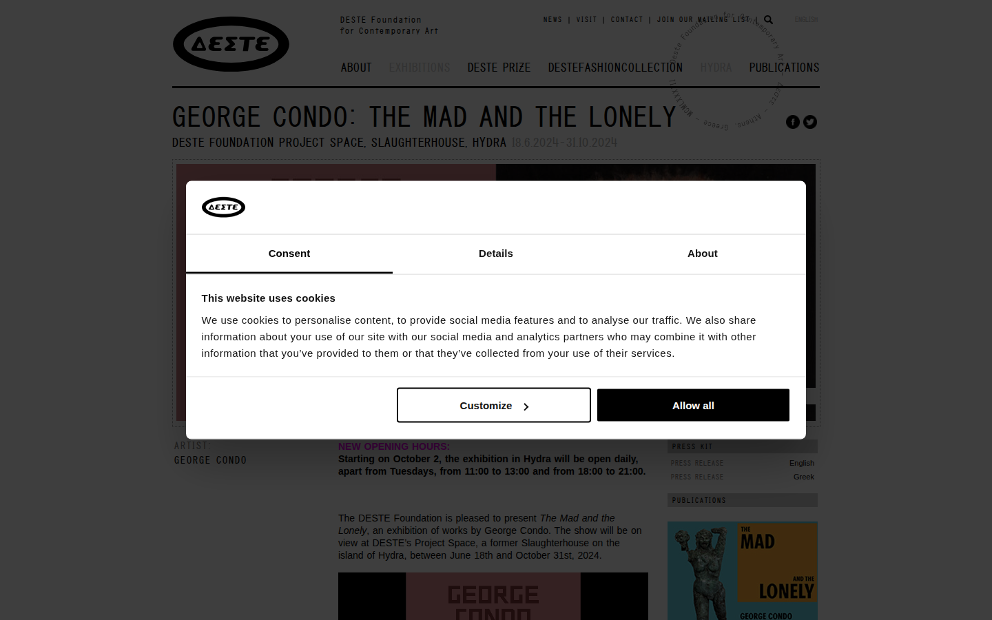 Screenshot of GEORGE CONDO: THE MAD AND THE LONELY