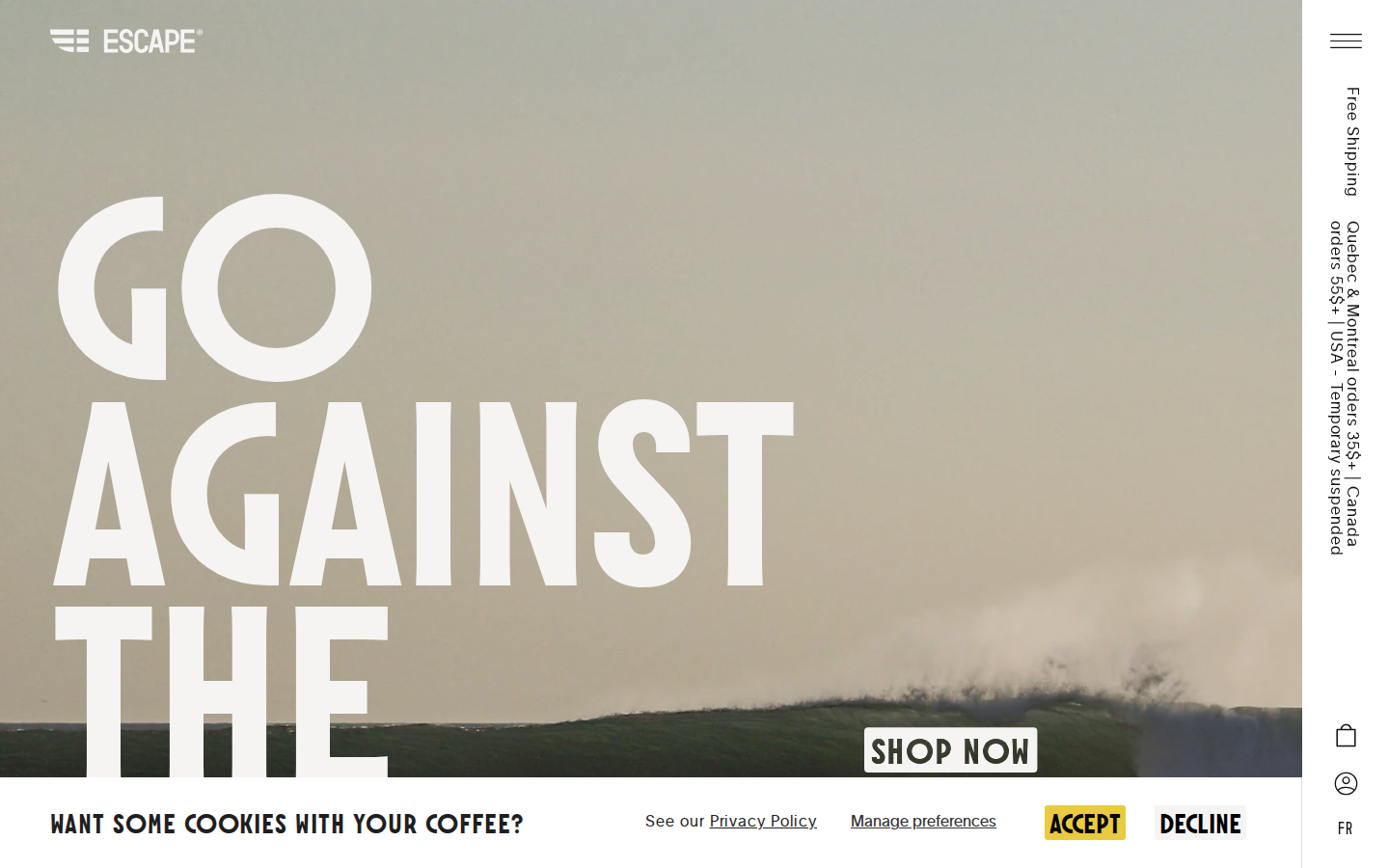 Screenshot of Escape Coffee Company