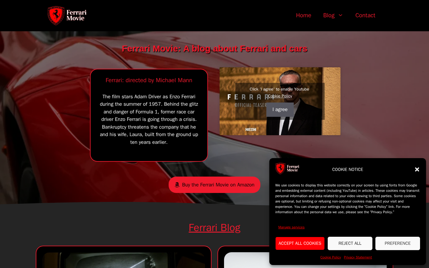 Screenshot of Ferrari Movie: A blog about Ferrari and cars