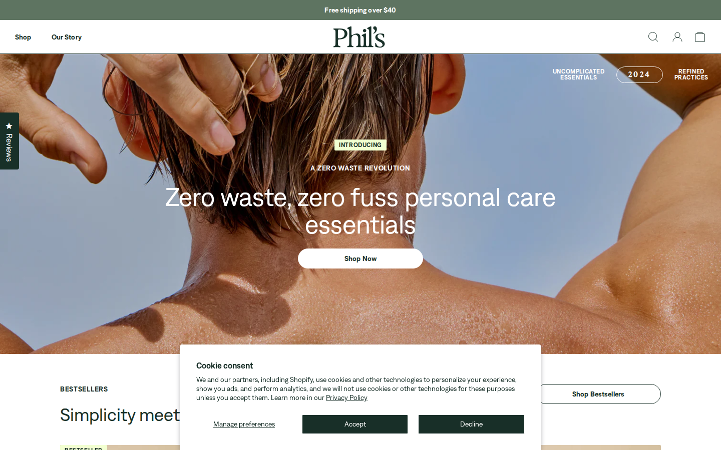 Screenshot of Meet Phil's. Zero Waste, Zero Fuss Skincare. HamburgerCloseCaretCloseCaretCloseSearchAccountBag emptyCloseSearchCaretCloseAccountSearchCloseCloseLoading spinnerLoading spinnerLoading spinnerArrow rightArrow rightArrow rightInstagramArrow rightPlus thinMinus thinPlus thinMinus thinPlus thinMinus thin