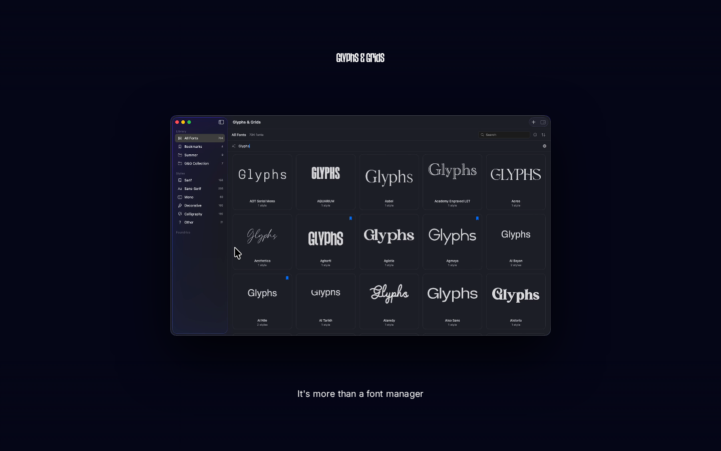 Screenshot of Glyphs & Grids