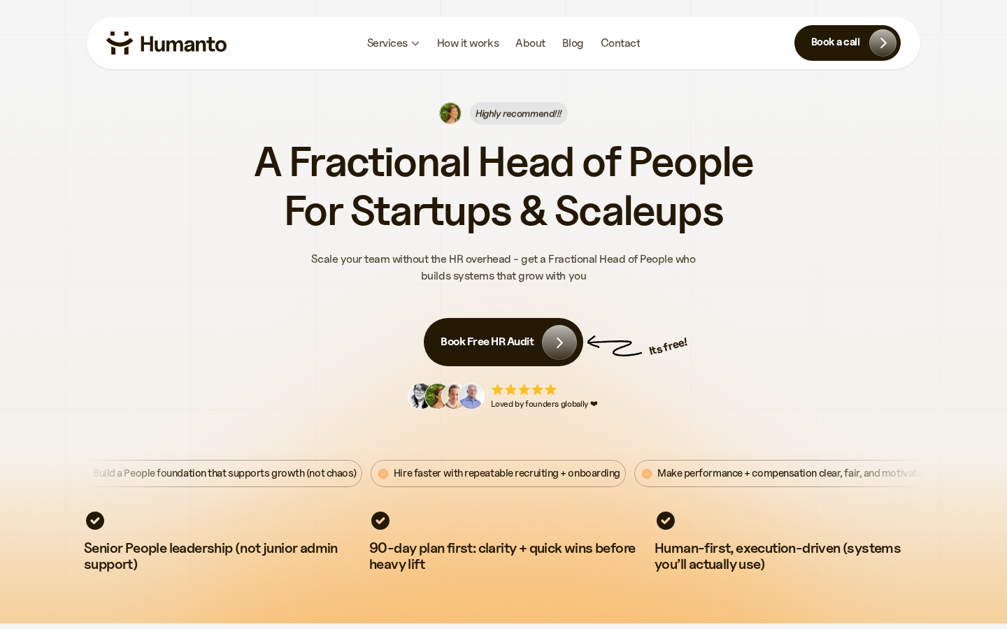 Screenshot of Fractional Head of People for Startups & Scaleups