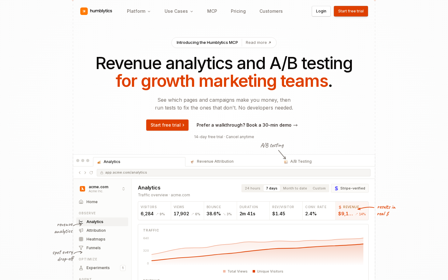 Screenshot of Humblytics