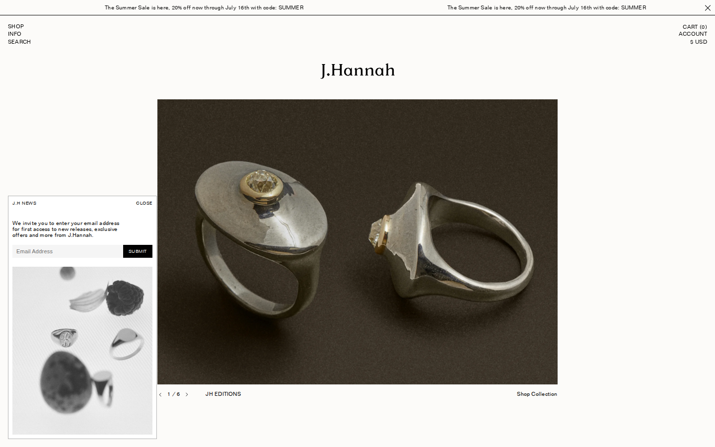 Screenshot of J. Hannah Fine Jewelry