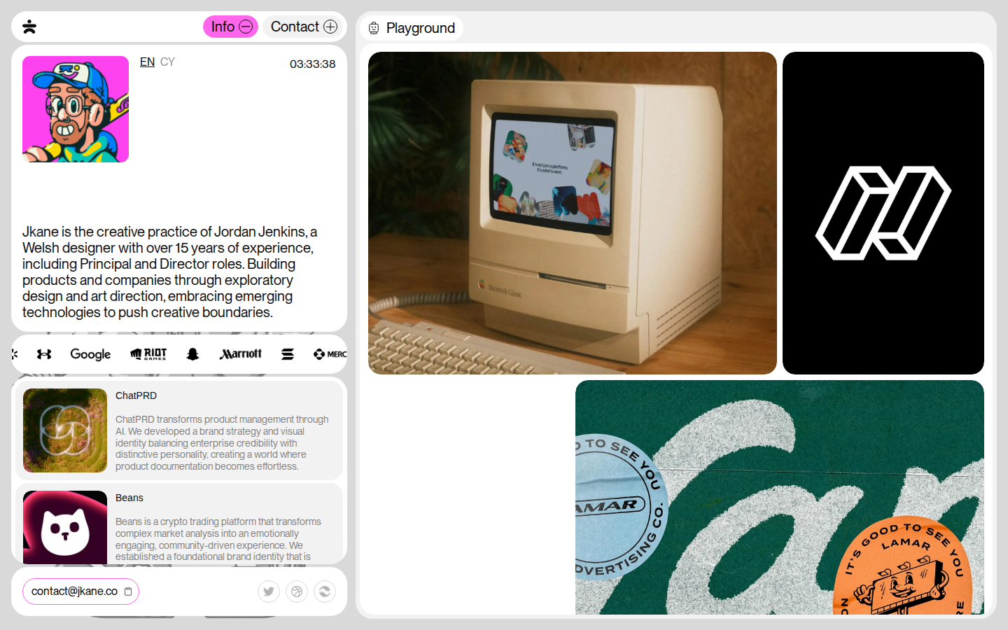 Screenshot of Jordan Jenkins Independent Creative Director & Designer
