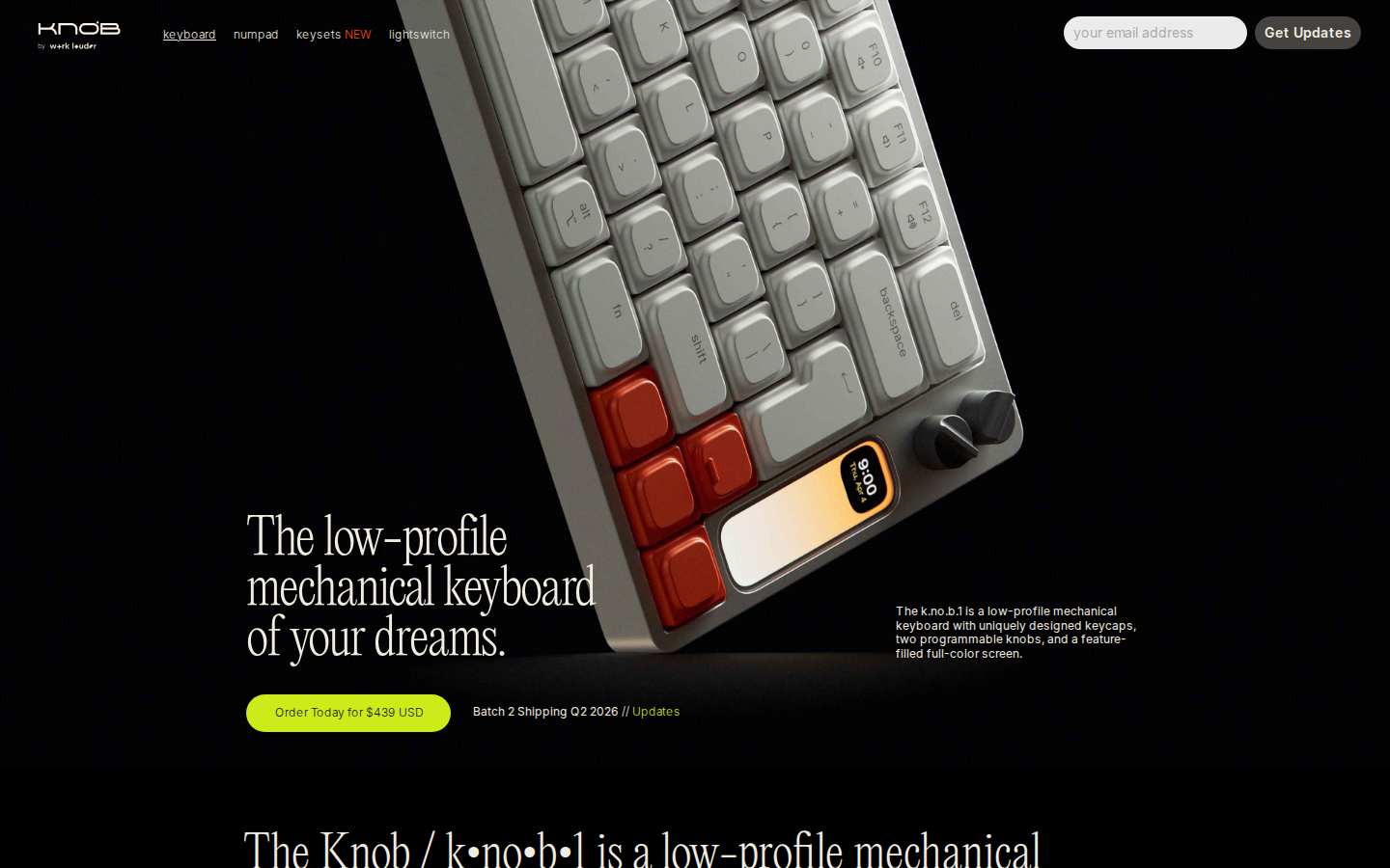 Screenshot of KNOB / k.no.b.1 / Low Profile Mechanical Keyboard