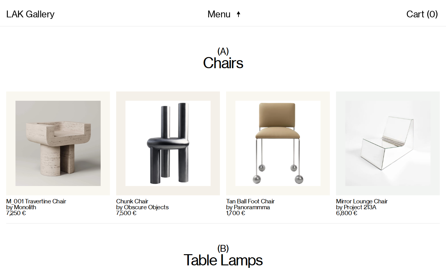 Screenshot of LAK Gallery