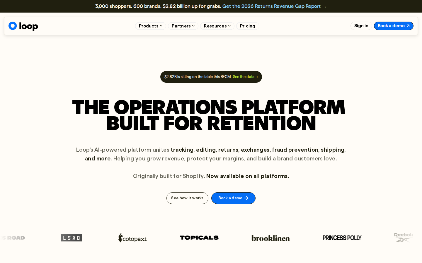 Screenshot of Loop Returns