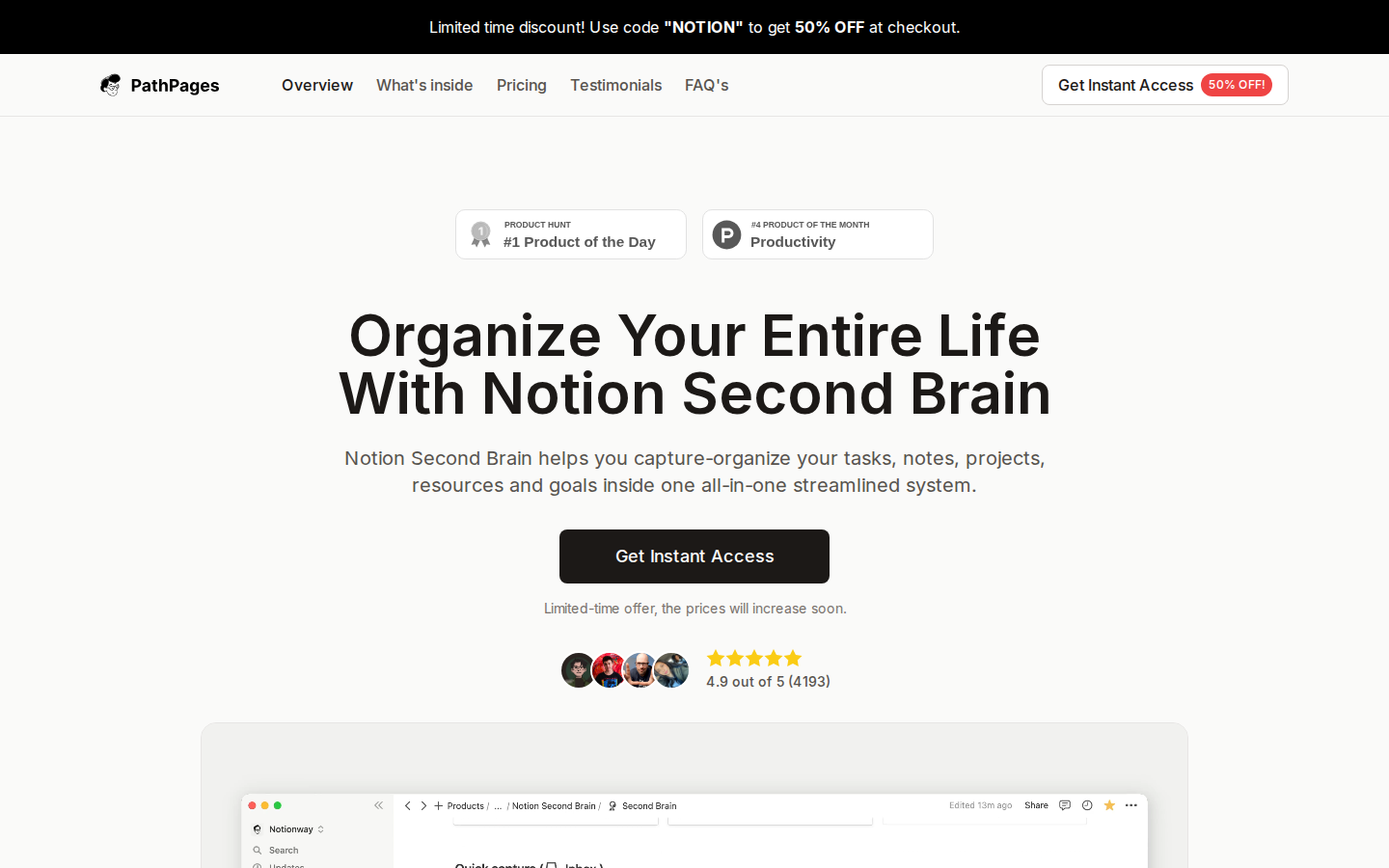 Screenshot of Notion Second Brain
