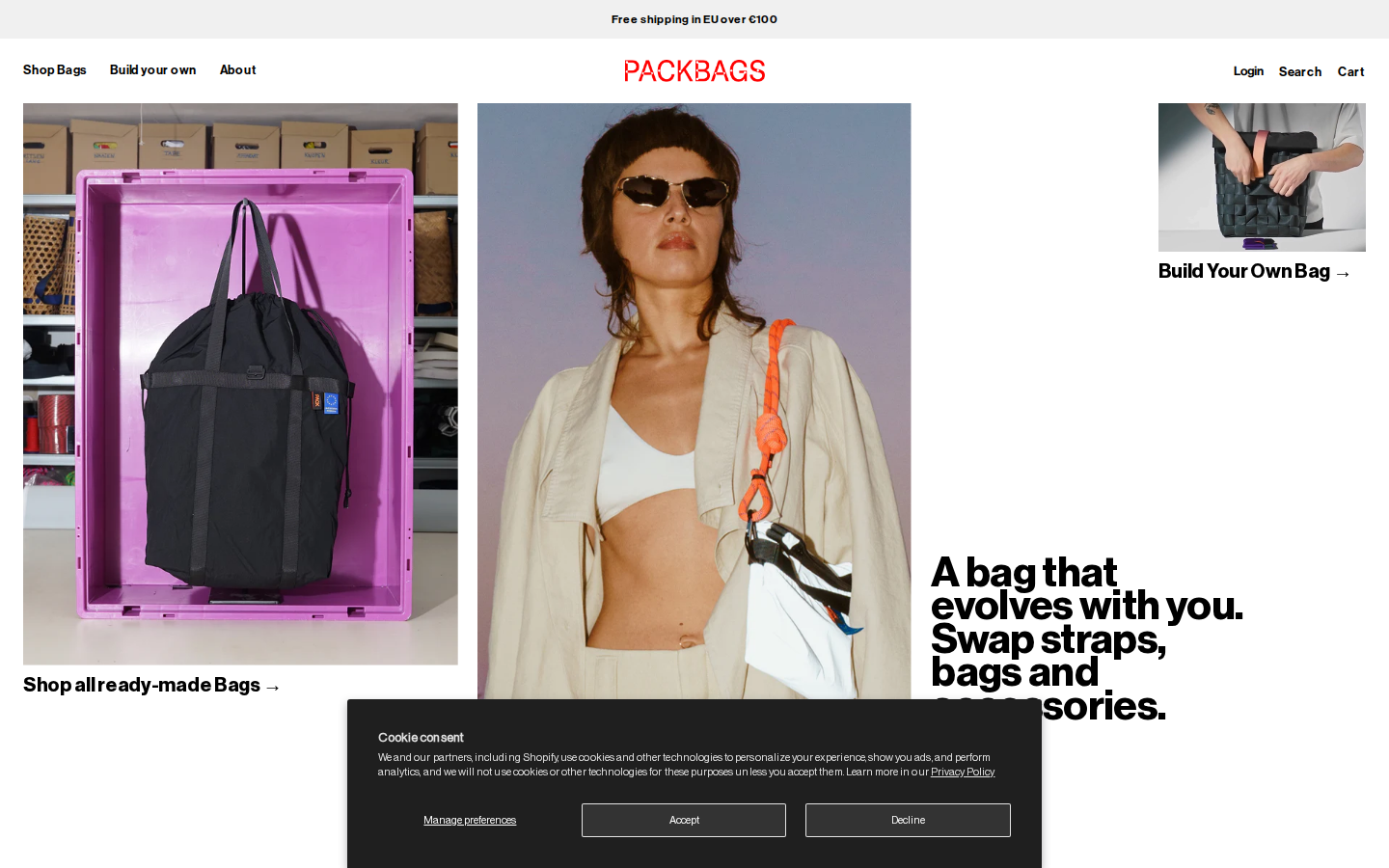 Screenshot of PACKBAGS