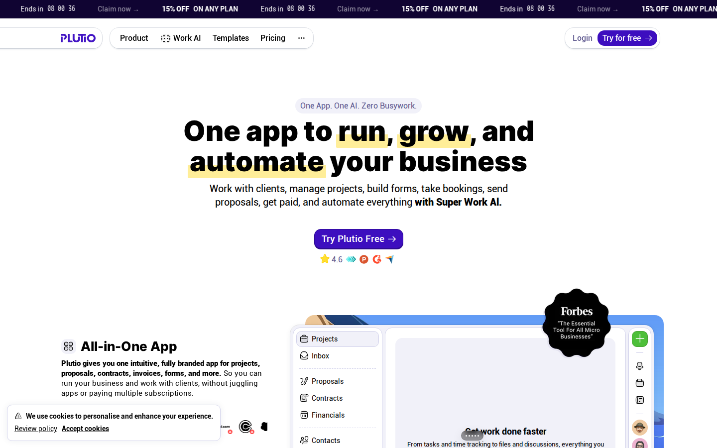 Screenshot of Plutio