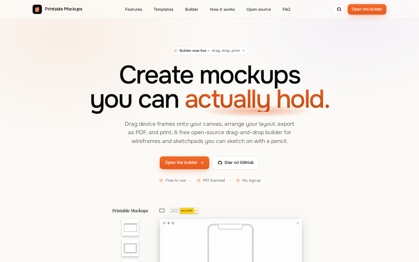 Screenshot of Printable Mockups