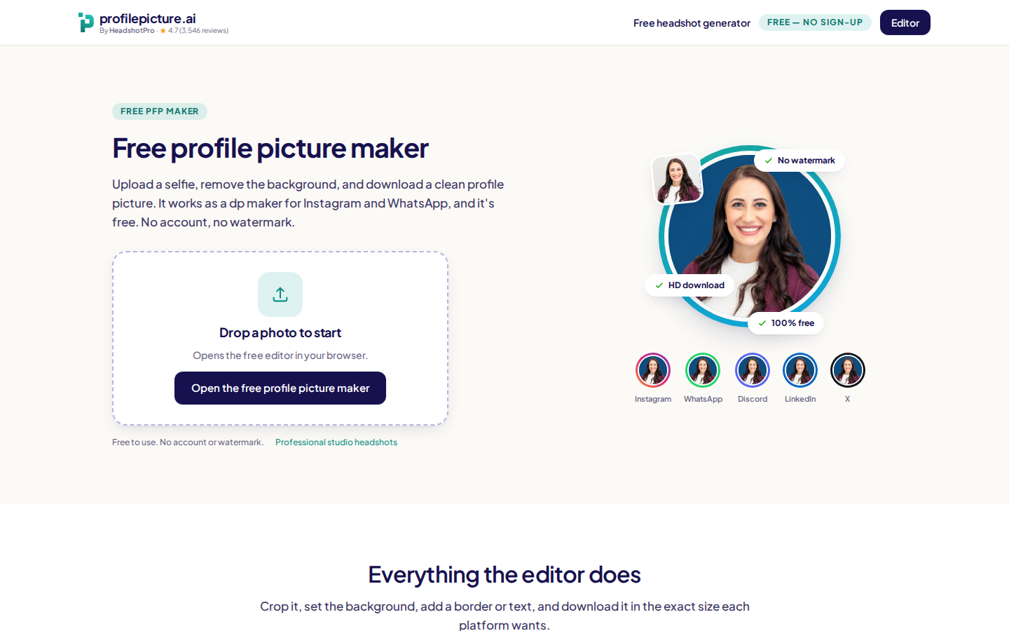Screenshot of Free Profile Picture Maker