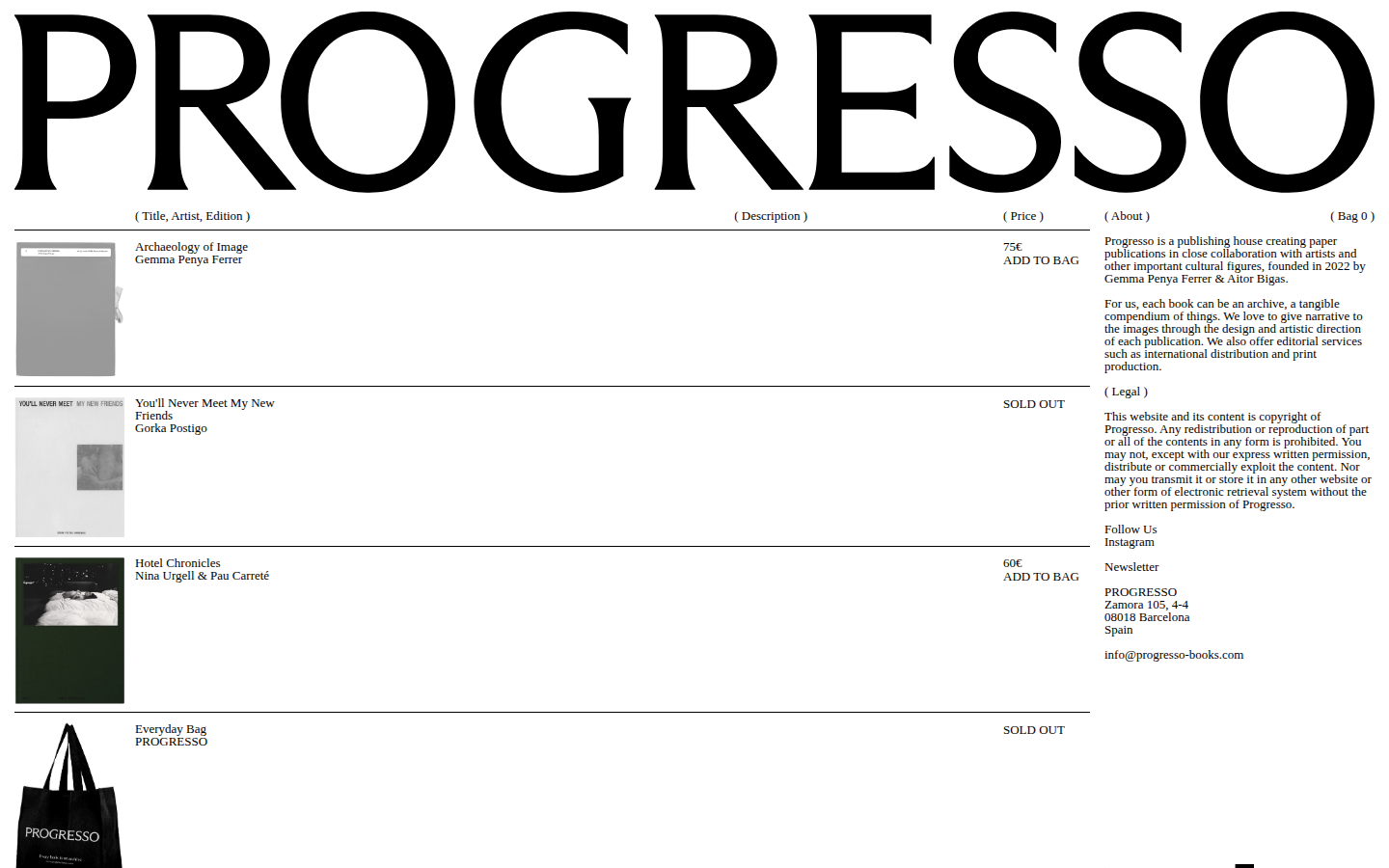Screenshot of Progresso Books