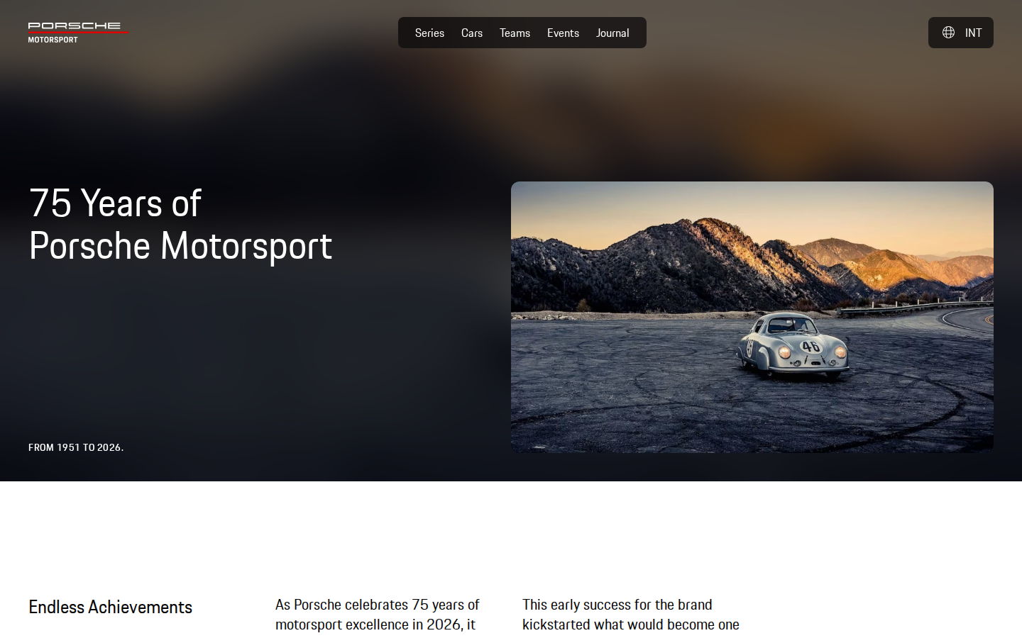 Screenshot of Porsche Motorsport Hub
