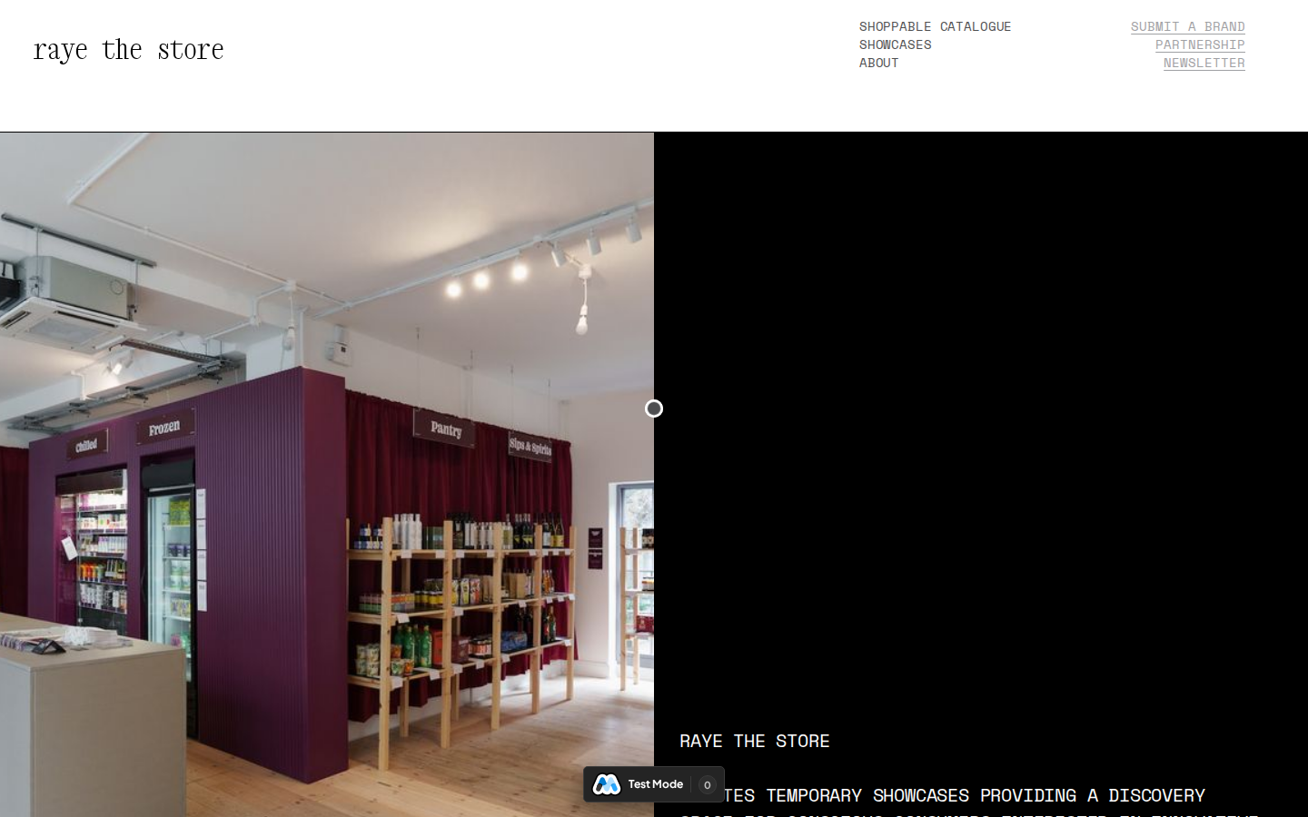 Screenshot of raye the store