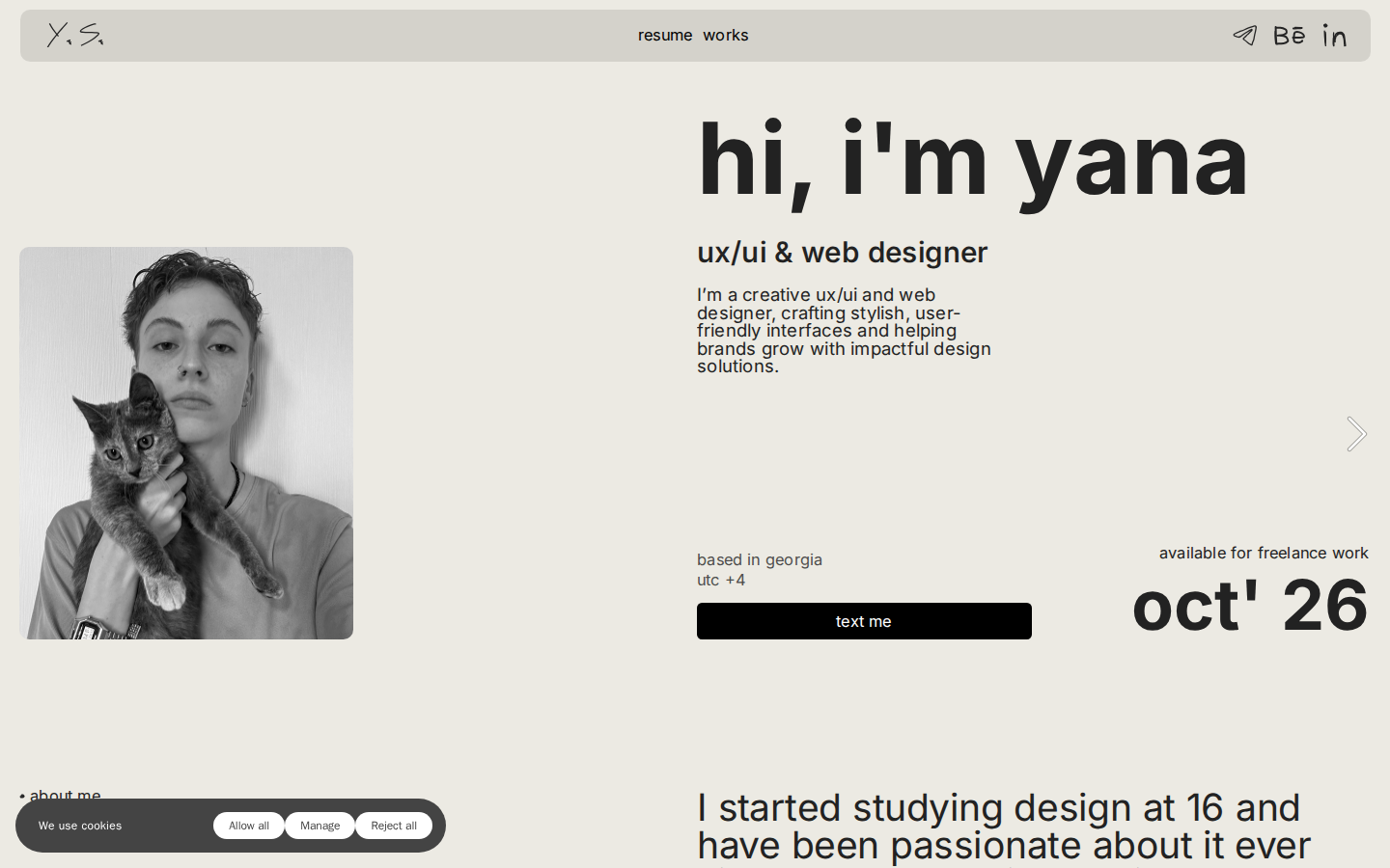 Screenshot of ux/ui designer's portfolio
