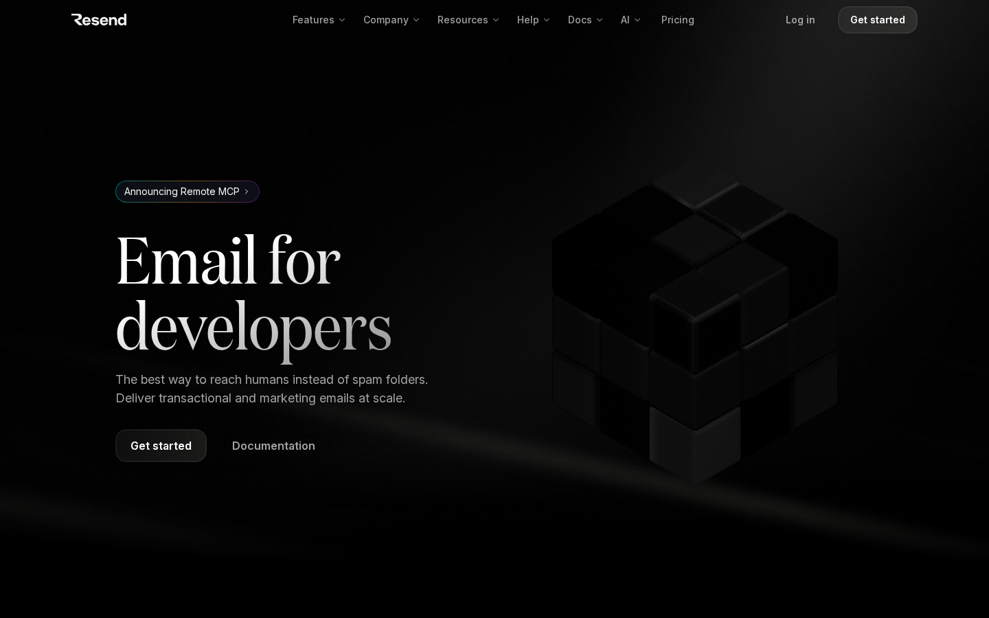 Screenshot of Resend · Email for developers