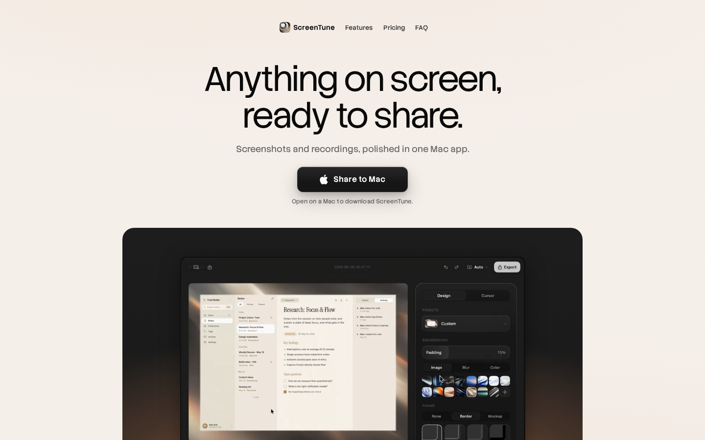 Screenshot of ScreenTune