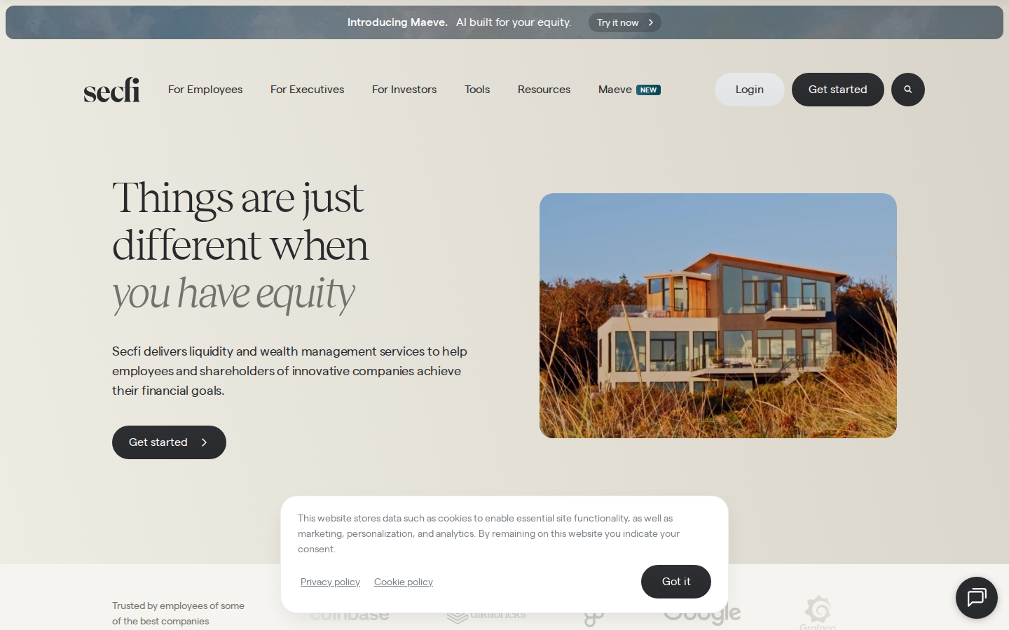 Screenshot of The leading financial advisor for tech people