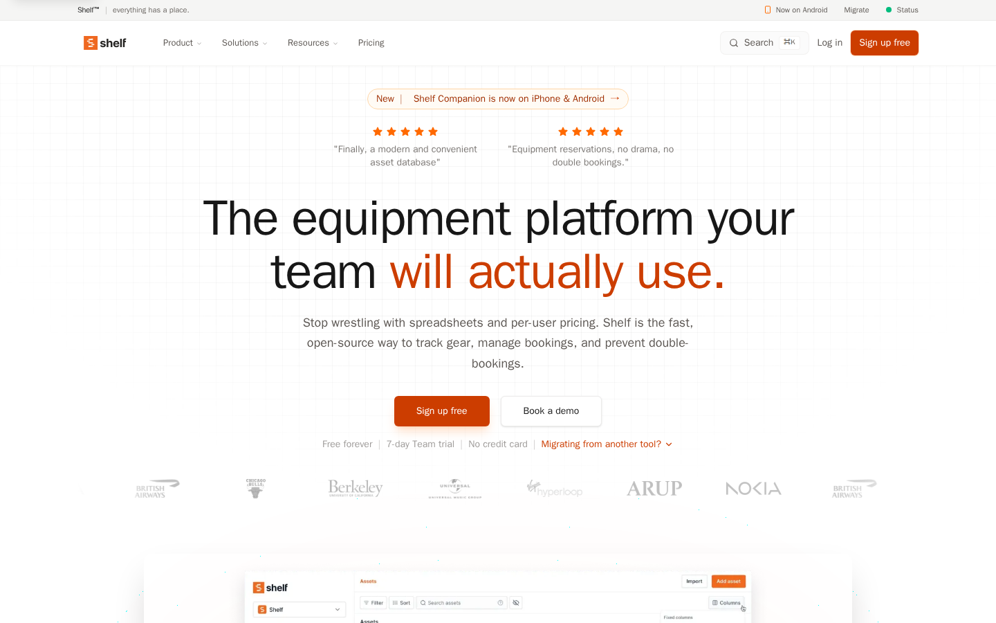 Screenshot of Shelf