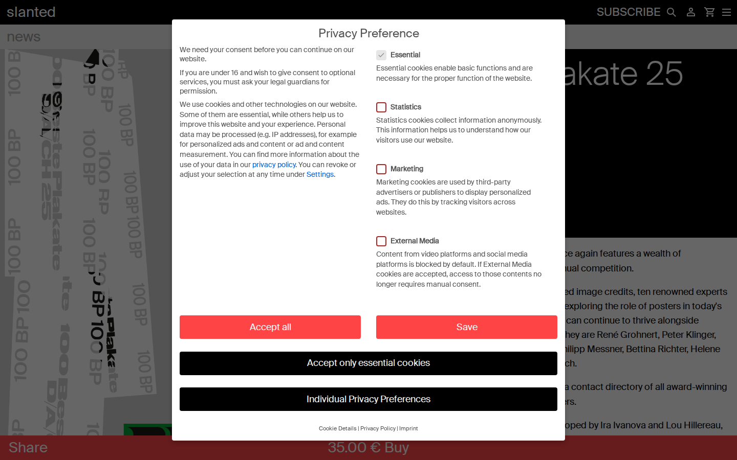 Screenshot of slanted