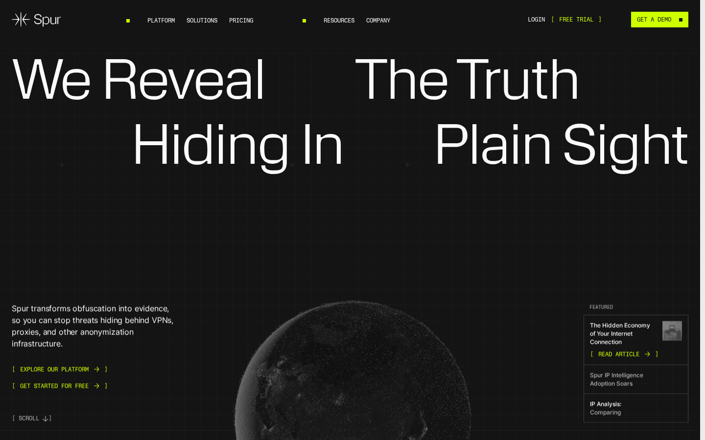Screenshot of Spur Intelligence Corporation