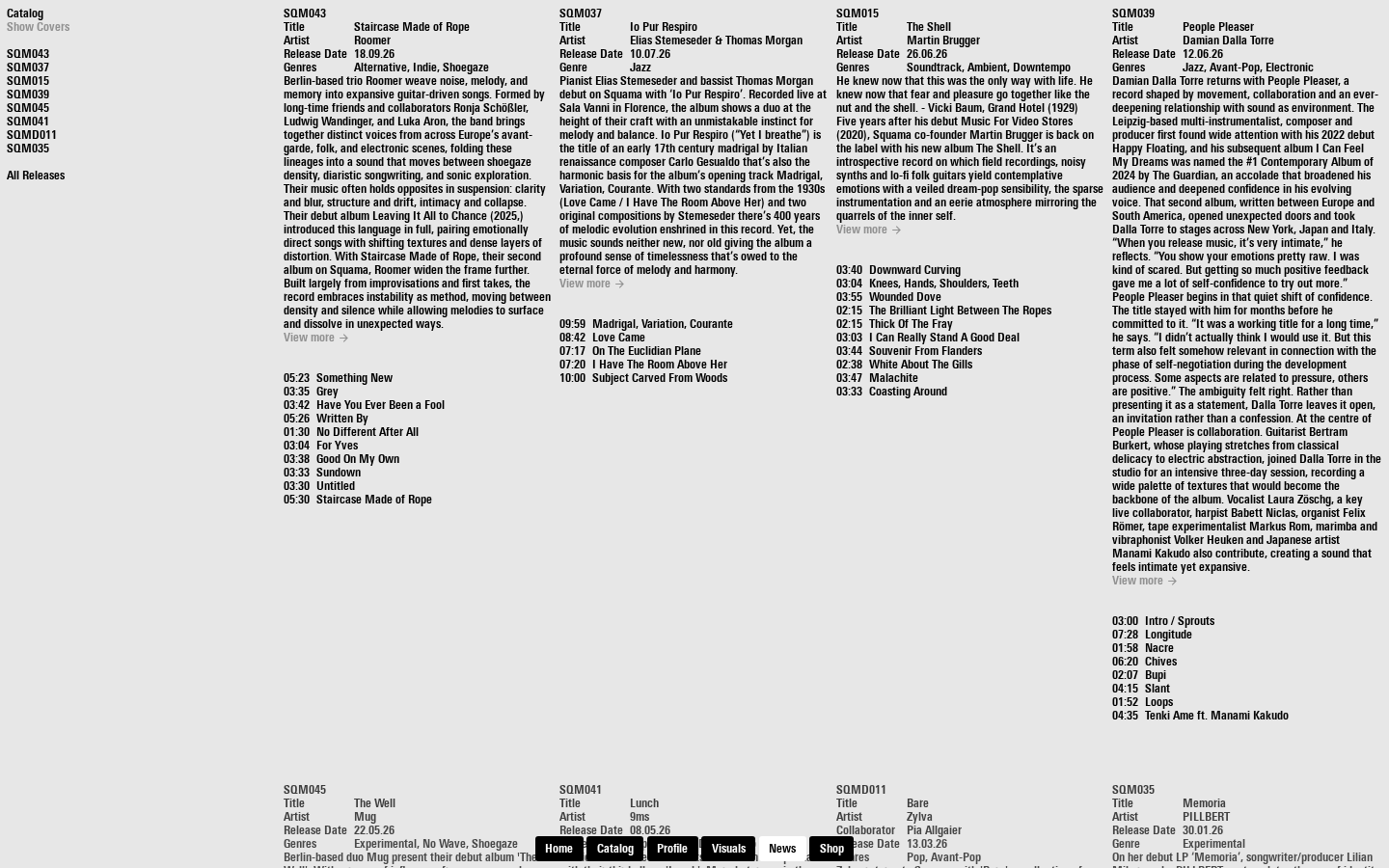 Screenshot of Squama Recordings Graphic Collection