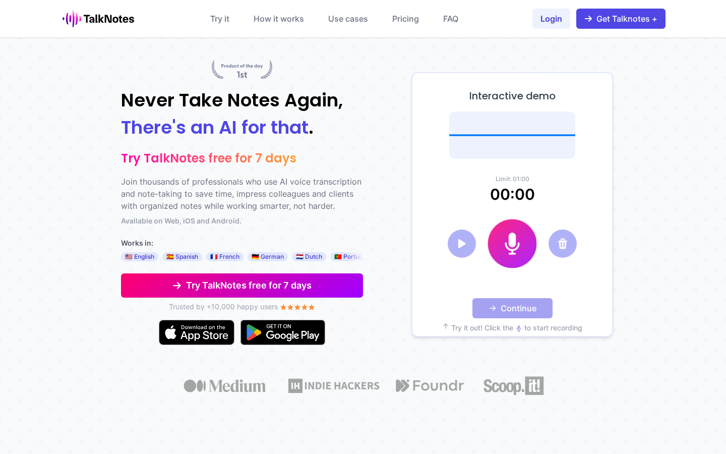 Screenshot of Talknotes
