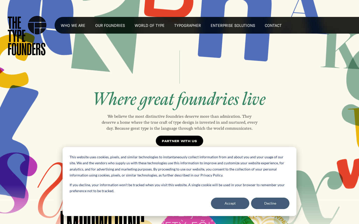 Screenshot of Dedicated to the typographic arts — The Type Founders