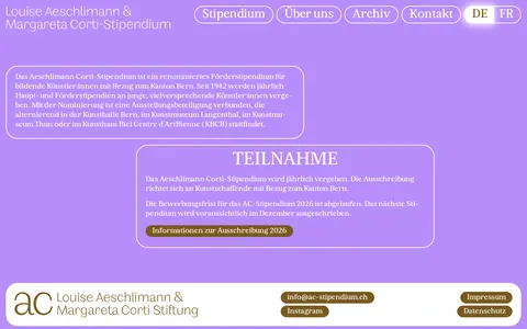 Louise Aeschlimann & Margareta Corti Stipendium