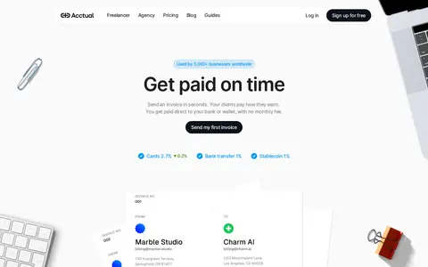 Screenshot of Acctual: Free Small Business Invoicing Software