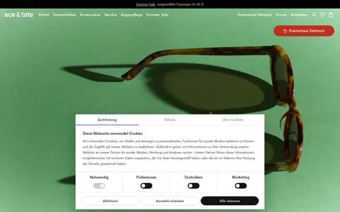 Screenshot of Handgemachte Qualitätsbrillen ab 145 €